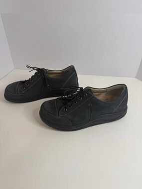 Finn Comfort Women's 7 Black Nubuck Leather Lace Up Walking Shoes MadeIn Germany